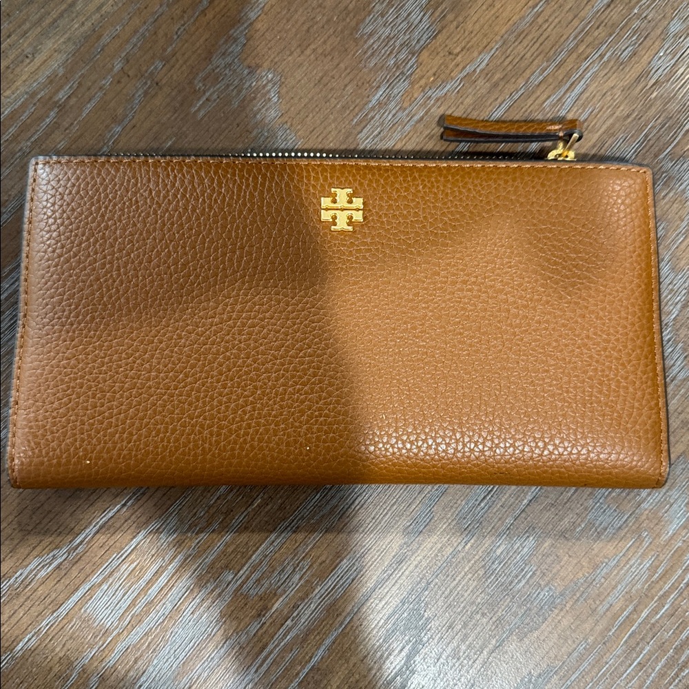 Tory Burch Tan Leather Zip Wallet